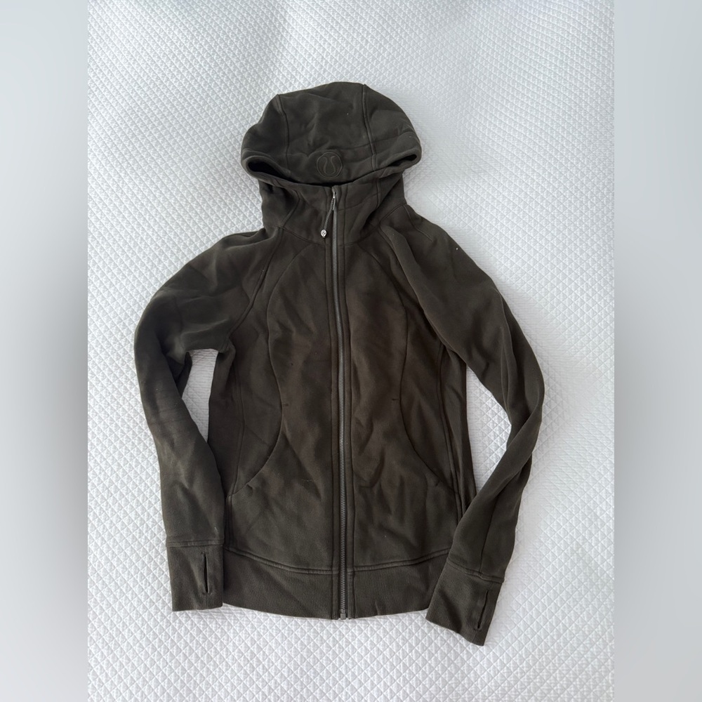 LuluLemon Olive Green Scuba Hooded Zip-Up Jacket